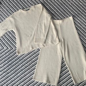 Cream sweater and Matching Crop Pant